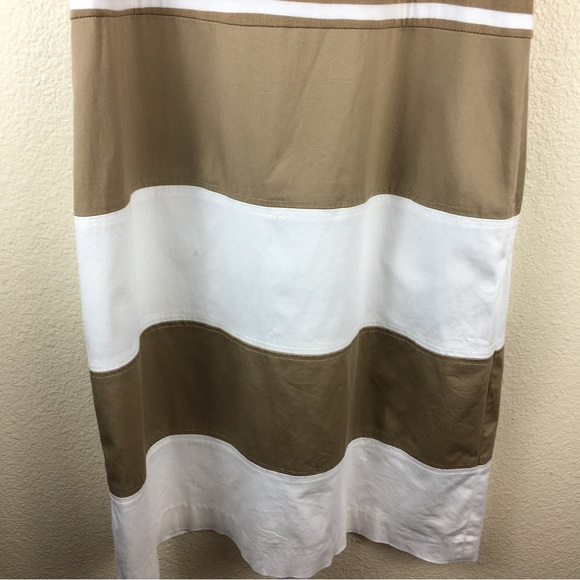 Spense Mixed Media Striped Beige Cream Knee Length Sleeveless Dress Size 12 - Picture 7 of 12